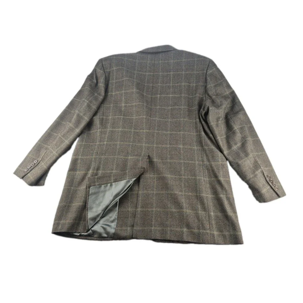 Hickey Freeman Boardroom Sport Coat Men Sz 46L Windowpane Wool/Cashmere Blazer
